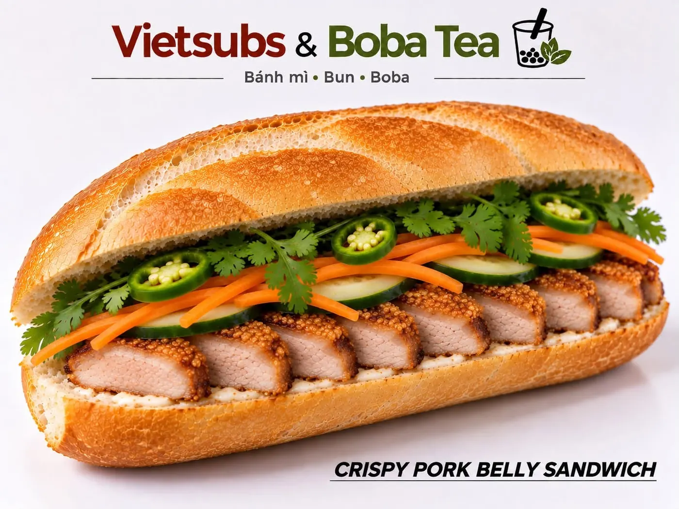 Crispy pork belly bánh mì