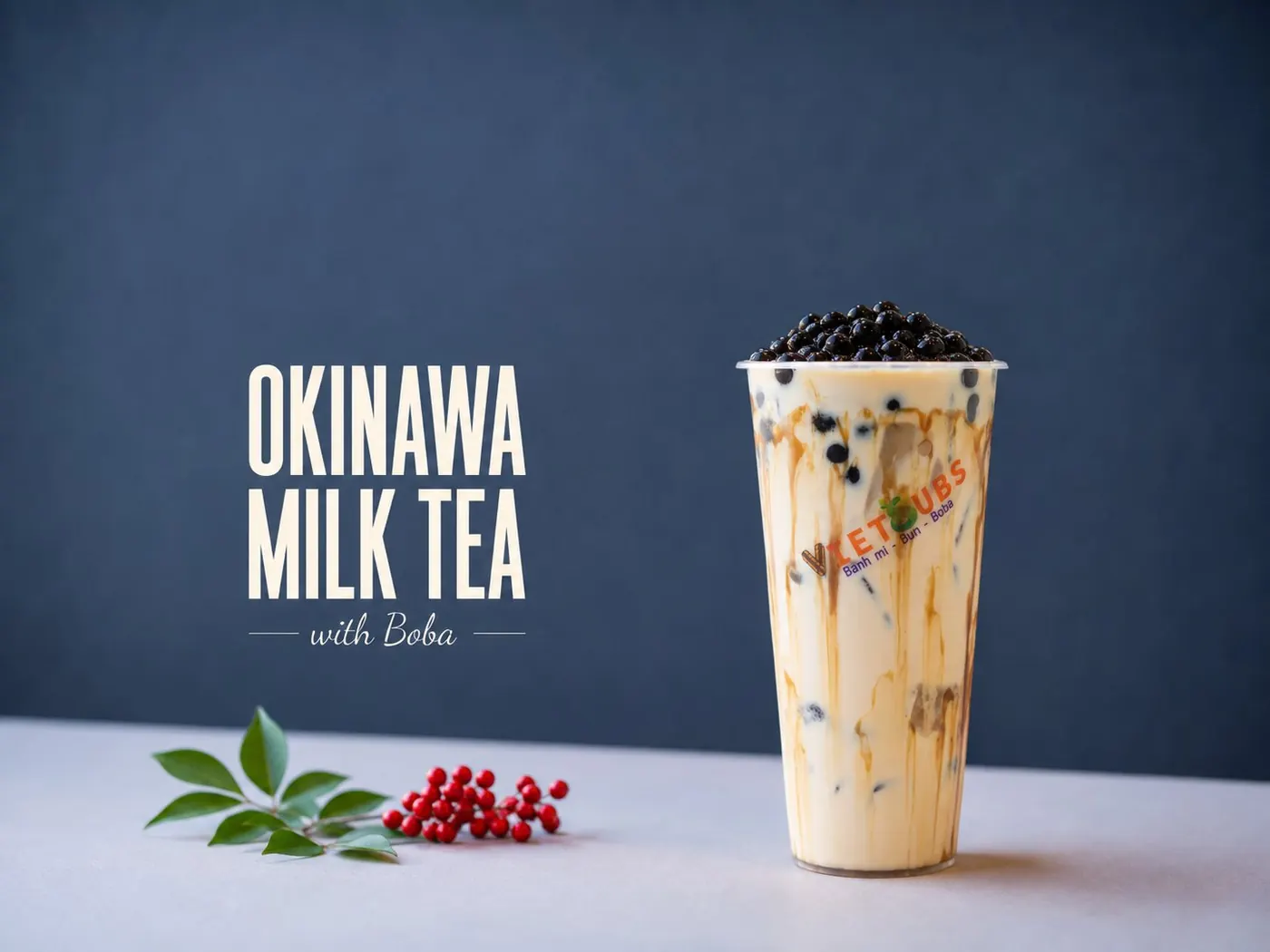 Okinawa milk tea with boba